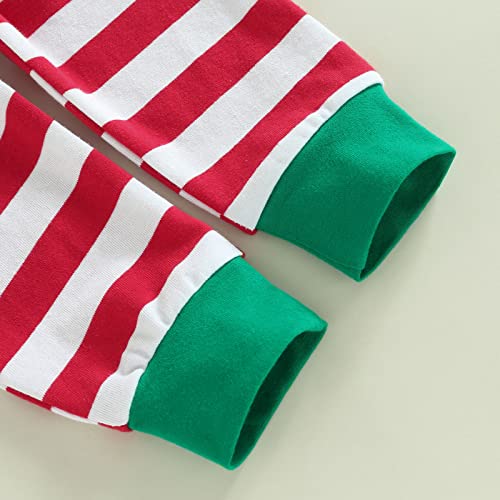 My First Christmas Baby Boy Girl Outfit Newborn Long Sleeve Romper Onesie Striped Pants Hat 1St Christmas Clothes Set (Green & Red Striped , 6-9 Months ) by FYBITBO