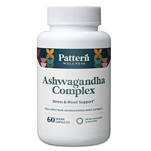 Pattern Wellness Ashwagandha Complex for Men & Women - KSM-66 & Black Pepper Extract - Supports Stress, Sleep & Mood - Whole Body Health - One A Day Supplement - Made in USA - 60 Vegan Tablets from Pattern Wellness
