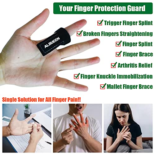 ALBUEEN, Finger Splint, Finger Brace, Support Brace for Middle, Ring, Index, Thumb and Pinky, Finger Knuckle Immobilization, Broken Fingers Straightening, Arthritis Relief, Trigger Finger Splint, Adjustable Support, Tendonitis, Pain Relief, Locked and Ste