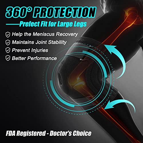 NEENCA Plus Size Knee Brace, Knee Support for Larger Legs and Bigger Thighs, Medical for Knee Pain Relief, Injury Recovery, Sports Protection. Patella Gel Pad & Side Spring Stabilizers, Single(XL-8XL) from NEENCA