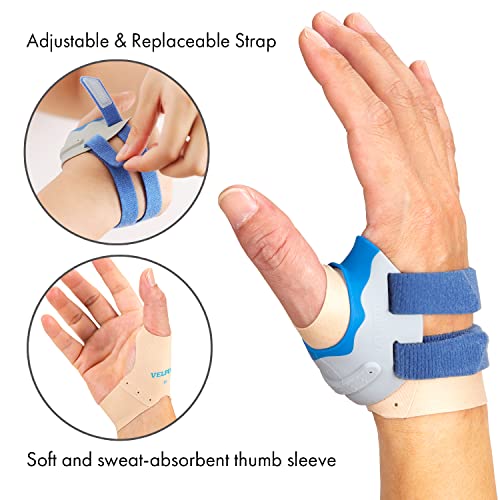 VELPEAU Thumb Support Brace - CMC Joint Stabilizer Orthosis, Spica Splint for Osteoarthritis, Instability, Tendonitis, Arthritis Pain Relief for Women Men, Comfortable, Adjustable (Right Hand, Large) by Shenzhen Weprotex Technology Product Co.,Ltd