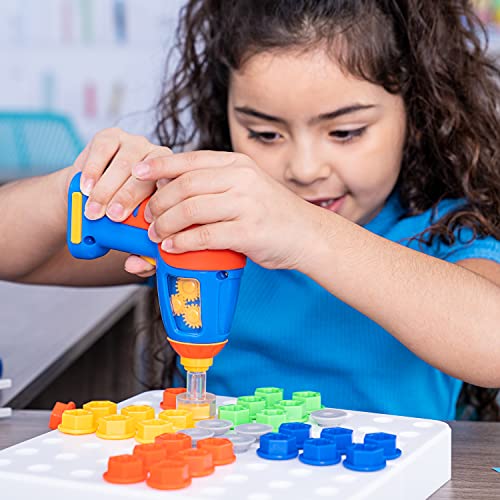 Educational Insights Design & Drill Toolbox, STEM Toy, 70 Pieces with Kid-Friendly Electric Drill & Screwdriver, Travel Toys for Boys & Girls, Ages 3+ from Educational Insights
