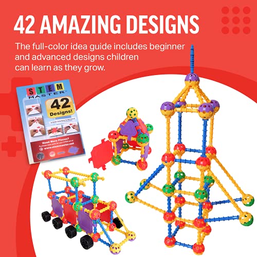 STEM Master Building Toys for Kids Ages 4-8 - STEM Toys Kit w/ 176 Durable Pieces, Full-Color Design Guide, Reusable Toy Storage Box - Educational Gifts for Girls & Boys by DynaMax Creations LLC