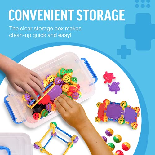 STEM Master Building Toys for Kids Ages 4-8 - STEM Toys Kit w/ 176 Durable Pieces, Full-Color Design Guide, Reusable Toy Storage Box - Educational Gifts for Girls & Boys by DynaMax Creations LLC