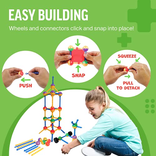 STEM Master Building Toys for Kids Ages 4-8 - STEM Toys Kit w/ 176 Durable Pieces, Full-Color Design Guide, Reusable Toy Storage Box - Educational Gifts for Girls & Boys by DynaMax Creations LLC