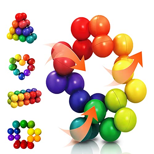Dr.Kbder Sensory Toys for Kids, Autism Rainbow Puzzle Ball Toddler Toys Montessori Educational Learning ADHD Fidgets Desk Toys, for Girls Boy 1-12 Year Old, Non-Magnetic, Non-Separable from Dr.Kbder