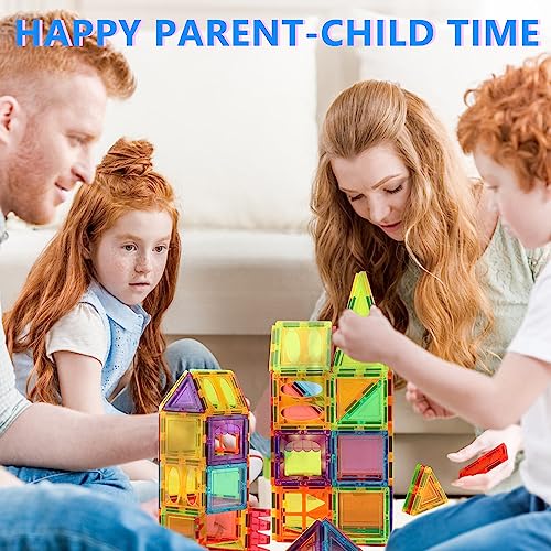 Magnetic Tiles for Kids Toys, STEM Magnetic Blocks Building Toys, Toddler Toys for Boys Age 3-4, Preschool Learning Educational Montessori Toys for 3+ Year Old, Christmas Birthday Gift for Toddlers from MAGDIY