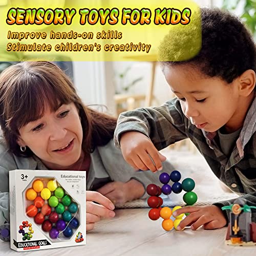 Dr.Kbder Sensory Toys for Kids, Autism Rainbow Puzzle Ball Toddler Toys Montessori Educational Learning ADHD Fidgets Desk Toys, for Girls Boy 1-12 Year Old, Non-Magnetic, Non-Separable from Dr.Kbder