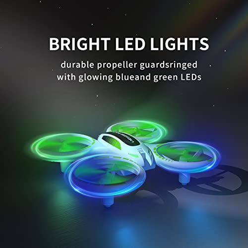 TEMI UFO LED Mini Drone for Kids - Remote Control Drone, RC Quadcopter for Beginners, 360 Flips, 3 Speeds, Propeller Full Protect and 2 Flying Drone Batteries, Easy to fly Kids Gifts Toys for Boys and Girls from TEMI