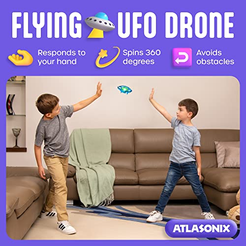 Atlasonix UFO Mini Hand Drone for Kids - Hand Controlled, Motion Sensor Flying Toy with LED Lights for Indoor Play - Safe Shell Design - USB Rechargeable - Kids Drone For Boys & Girls - Blue from Atlasonix