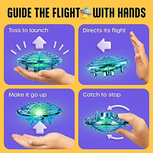 Atlasonix UFO Mini Hand Drone for Kids - Hand Controlled, Motion Sensor Flying Toy with LED Lights for Indoor Play - Safe Shell Design - USB Rechargeable - Kids Drone For Boys & Girls - Blue from Atlasonix