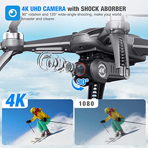 Drones with Camera for Adults 4K, LETCREN B5W GPS Drone with 5GHZ FPV Transmission, Auto Return Home, Follow Me, Waypoint Flight, Circle Fly, Long Control Range, Brushless Moto Quadcopter for Kids and Beginners, Girls/ Boys Gifts from Letcren