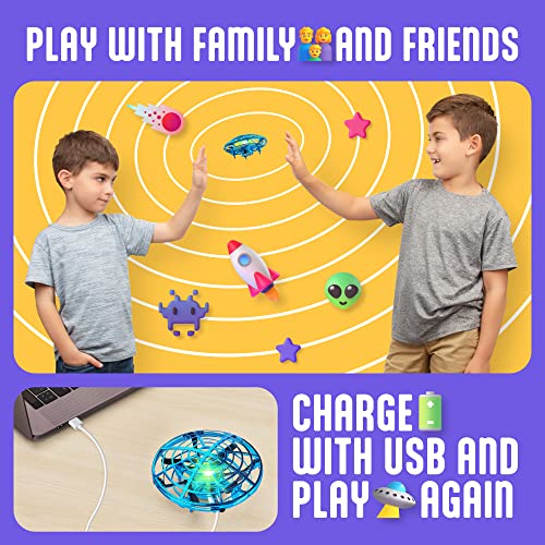 Atlasonix UFO Mini Hand Drone for Kids - Hand Controlled, Motion Sensor Flying Toy with LED Lights for Indoor Play - Safe Shell Design - USB Rechargeable - Kids Drone For Boys & Girls - Blue from Atlasonix