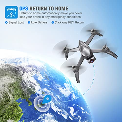 Drones with Camera for Adults 4K, LETCREN B5W GPS Drone with 5GHZ FPV Transmission, Auto Return Home, Follow Me, Waypoint Flight, Circle Fly, Long Control Range, Brushless Moto Quadcopter for Kids and Beginners, Girls/ Boys Gifts from Letcren