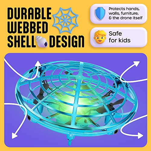 Atlasonix UFO Mini Hand Drone for Kids - Hand Controlled, Motion Sensor Flying Toy with LED Lights for Indoor Play - Safe Shell Design - USB Rechargeable - Kids Drone For Boys & Girls - Blue from Atlasonix