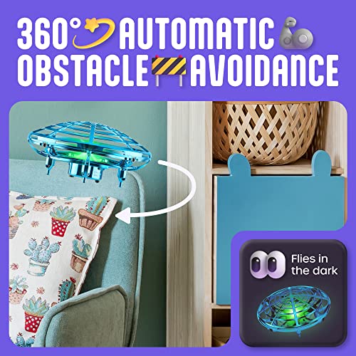 Atlasonix UFO Mini Hand Drone for Kids - Hand Controlled, Motion Sensor Flying Toy with LED Lights for Indoor Play - Safe Shell Design - USB Rechargeable - Kids Drone For Boys & Girls - Blue from Atlasonix