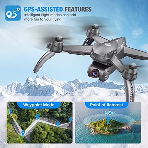 Drones with Camera for Adults 4K, LETCREN B5W GPS Drone with 5GHZ FPV Transmission, Auto Return Home, Follow Me, Waypoint Flight, Circle Fly, Long Control Range, Brushless Moto Quadcopter for Kids and Beginners, Girls/ Boys Gifts from Letcren
