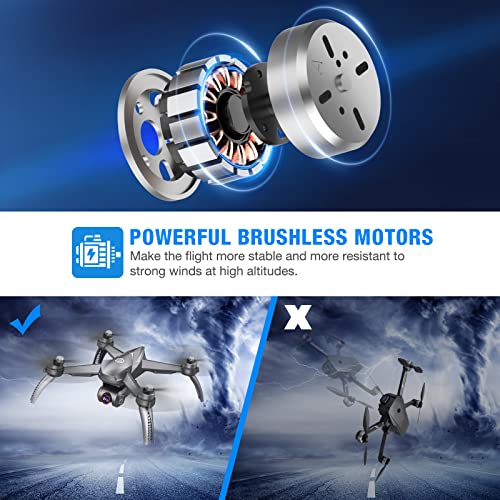 Drones with Camera for Adults 4K, LETCREN B5W GPS Drone with 5GHZ FPV Transmission, Auto Return Home, Follow Me, Waypoint Flight, Circle Fly, Long Control Range, Brushless Moto Quadcopter for Kids and Beginners, Girls/ Boys Gifts from Letcren