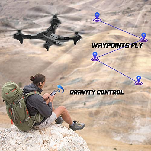 Drone with 1080P Camera for Adults,Foldable RC Quadcopter, Helicopter Toys, 1080P FPV Video Drone for Beginners, Dual Camera Drone, 2 Batteries and Carrying Case,One Key Start, Altitude Hold,Headless Mode,3D Flips Silver from Cakur