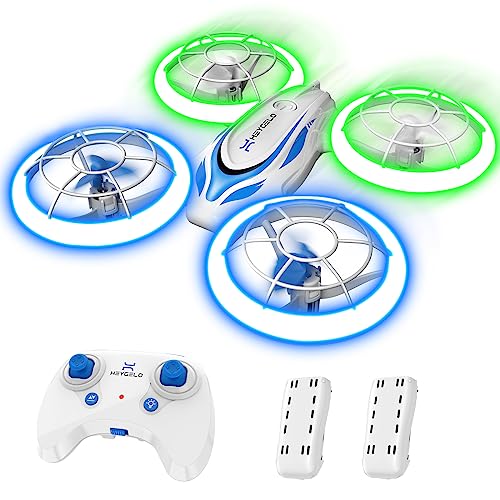 Heygelo S60 Drones for Kids, Mini Drone with LED Lights for Beginners, RC Quadcopter with Altitude Hold and Headless Mode, Full Propeller Protect, 3D Flips, 2 Batteries, Toys Gifts for Boys Girls by heygelo