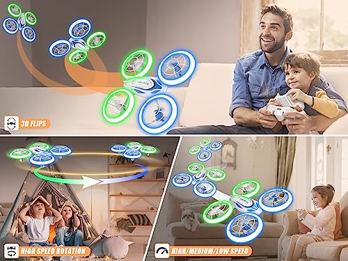 Heygelo S60 Drones for Kids, Mini Drone with LED Lights for Beginners, RC Quadcopter with Altitude Hold and Headless Mode, Full Propeller Protect, 3D Flips, 2 Batteries, Toys Gifts for Boys Girls by heygelo