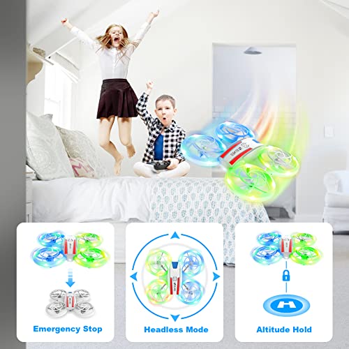 Mini Drone for Kids, RC Drone with LED Cool Night Light and 3 Light Modes, Remote Control Drone Altitude Hold, Headless Mode, 3 Speed Modes, 360Â° 3D Flip, Toss to Launch, Propeller Full Protect Quadcopter for Kids Adults Beginners Easy to Fly Kids Gifts T