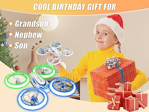 Heygelo S60 Drones for Kids, Mini Drone with LED Lights for Beginners, RC Quadcopter with Altitude Hold and Headless Mode, Full Propeller Protect, 3D Flips, 2 Batteries, Toys Gifts for Boys Girls by heygelo