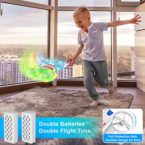Mini Drone for Kids, RC Drone with LED Cool Night Light and 3 Light Modes, Remote Control Drone Altitude Hold, Headless Mode, 3 Speed Modes, 360Â° 3D Flip, Toss to Launch, Propeller Full Protect Quadcopter for Kids Adults Beginners Easy to Fly Kids Gifts T