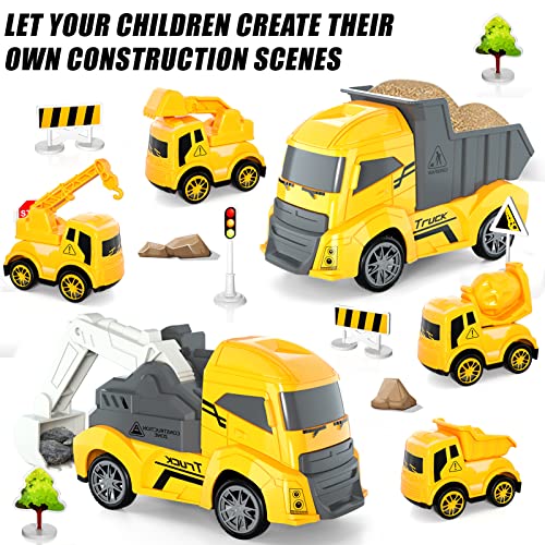 Construction Trucks Cars Toys with Play Mat/Storage Bag for Boys Toddlers Kids, Construction Truck Vehicles Car Toys Gifts for 1 2 3 4 5 Year Old Boys Toddlers Kids, Push & Go Play Vehicles Car Toys from DONGJIE TOYS FACTORY