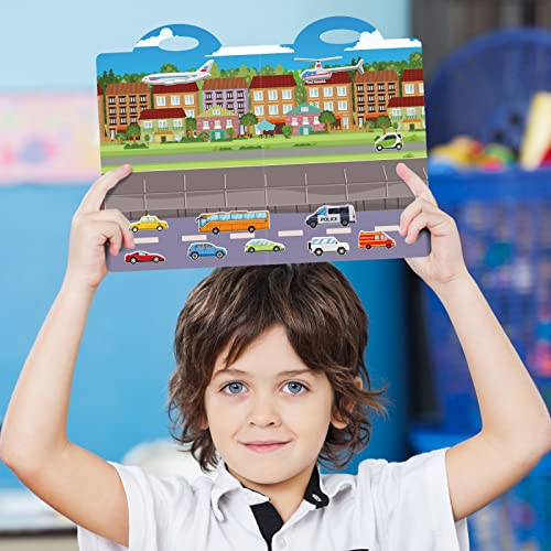 3D Transportation Puffy Sticker Play Set Kids 2-4 Toys Gifts Sticker Book Vehicles Cars Window Clings Decals for Toddlers Home Airplane Classroom Nursery Transportation Party Supplies Decorations Removable 100 Reusable Puffy Stickers 2 Fold-Out Scenes by 