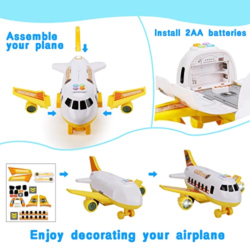 Airplane Toy with Mini Construction Cars Helicopter Boy Toys Toddler 3-5 Aircraft Carrier Toy Plane with Lights SoundsÂ Transport Vehicle Play Set Cargo Airport Toy Age 3 4 5 6 7 Years Old from Tsomtto