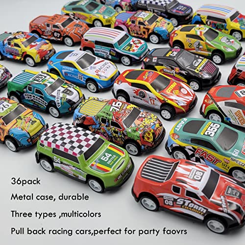 SeeuFun 36 Pack 2.7Inch Pull Back Racing Cars Die cast Race Car Vehicles Play-Set, Friction Powered Vehicles Toys for Boys and Girls Colors Random from SeeuFun
