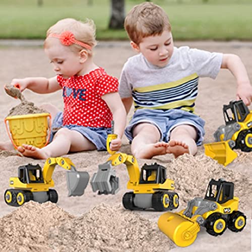 Construction Toys, Take Apart Truck Toys Play Set Bulldozer, Grab Loader, Road Roller, Excavator, Kid STEM Construction Vehicles Gift for 3 4 5 6 Years Old Boy & Girls by Gzsbaby