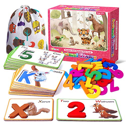 Shemira Animal Alphabets and Numbers Flash Cards Set-ABC Letter Puzzle Matching Games, Learning & Educational Toy, Preschool Homeschool Activities Toys, Montessori Gift for Boys Girls Age 2 3 4 from Shemira
