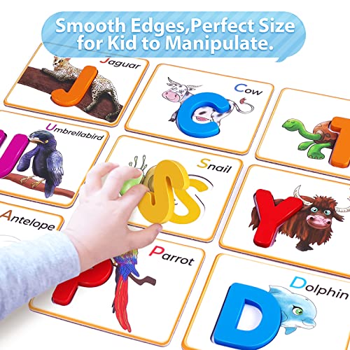 Shemira Animal Alphabets and Numbers Flash Cards Set-ABC Letter Puzzle Matching Games, Learning & Educational Toy, Preschool Homeschool Activities Toys, Montessori Gift for Boys Girls Age 2 3 4 from Shemira