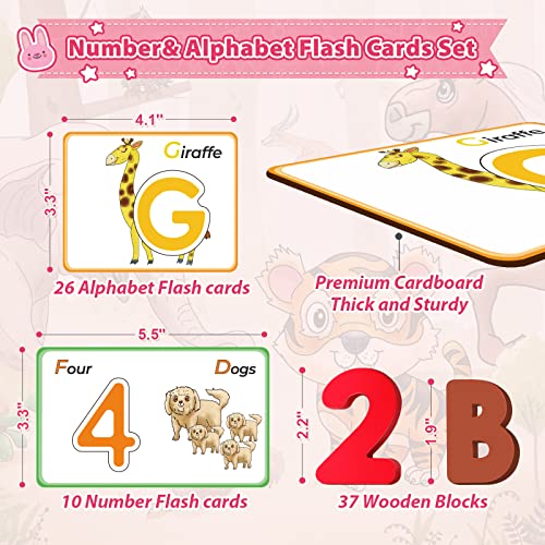 Shemira Animal Alphabets and Numbers Flash Cards Set-ABC Letter Puzzle Matching Games, Learning & Educational Toy, Preschool Homeschool Activities Toys, Montessori Gift for Boys Girls Age 2 3 4 from Shemira
