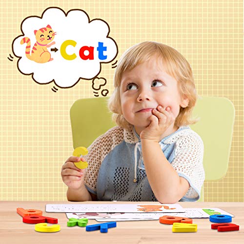 See and Spell Learning Toys, Matching Letter Spelling Game Sight Words Games Educational Preschool Toys Learning Toys for 3-8 Year Olds Girls Boys - Ideal Gifts ( 52 Alphabet Blocks) from LIWIN LET'S GO!