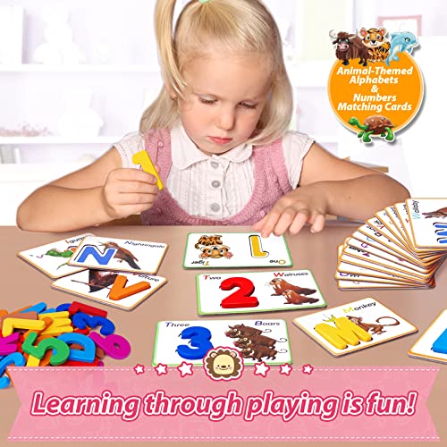 Shemira Animal Alphabets and Numbers Flash Cards Set-ABC Letter Puzzle Matching Games, Learning & Educational Toy, Preschool Homeschool Activities Toys, Montessori Gift for Boys Girls Age 2 3 4 from Shemira