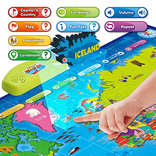 BEST LEARNING i-Poster My World Interactive Map - Educational Talking Toy for Kids of Ages 5 to 12 Years from Best Learning Materials Corp.