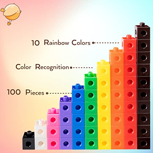 TOYLI 100 Piece Linking Cubes Set for Counting, Sorting, STEM, Connecting Math Manipulatives Educational Toy for Preschool, Kindergarten, Homeschool by TOYLI