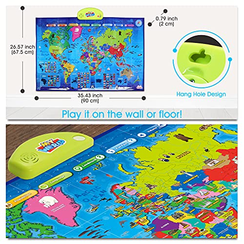 BEST LEARNING i-Poster My World Interactive Map - Educational Talking Toy for Kids of Ages 5 to 12 Years from Best Learning Materials Corp.