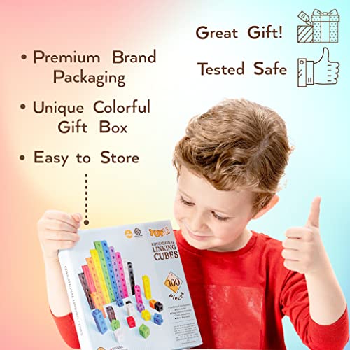 TOYLI 100 Piece Linking Cubes Set for Counting, Sorting, STEM, Connecting Math Manipulatives Educational Toy for Preschool, Kindergarten, Homeschool by TOYLI