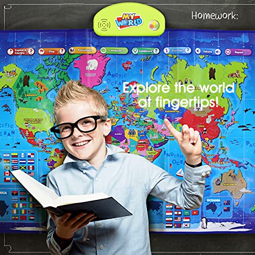 BEST LEARNING i-Poster My World Interactive Map - Educational Talking Toy for Kids of Ages 5 to 12 Years from Best Learning Materials Corp.
