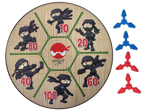 Master Novelty Toys Magnetic Ninja Dartboard Game for Kids-Includes 1 Target Board and 4 Magnetic Ninja Stars-Family Game Night- Suitable for Indoor and Outdoor Use by Master Novelty Toys