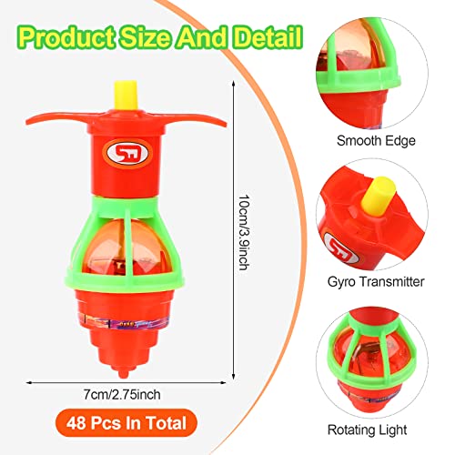 48 Pack Light Up Spinning Tops for Kids, LED Light Up Flashing UFO Spinning Tops with Gyroscope Novelty Bulk Toys Glow in The Dark Party Supplies Birthday Goodie Bag Fillers Stuffers from Xgood