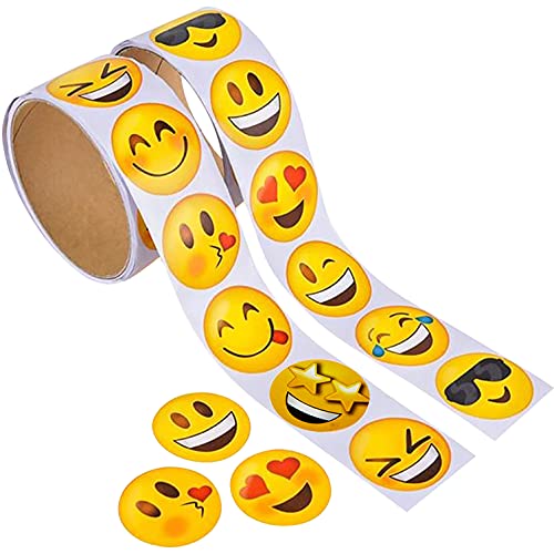 Kicko Emoji Stickers Roll for Kids - 2 Rolls - Assorted Emoticon Sheets - Party Favors, Game Prizes, Novelty Toys, Wall, Creative Scrapbooks, Girly Collections, Personalized Arts and Crafts from KCO Brands