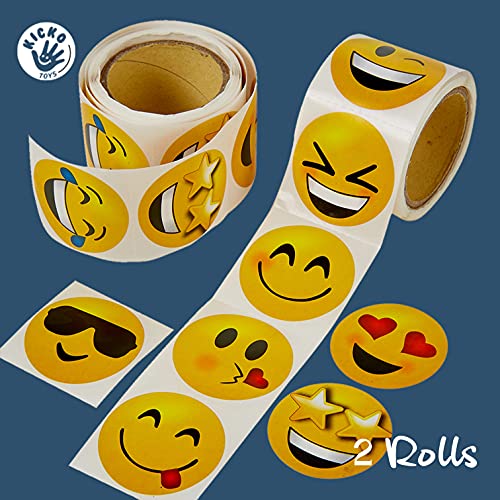 Kicko Emoji Stickers Roll for Kids - 2 Rolls - Assorted Emoticon Sheets - Party Favors, Game Prizes, Novelty Toys, Wall, Creative Scrapbooks, Girly Collections, Personalized Arts and Crafts from KCO Brands