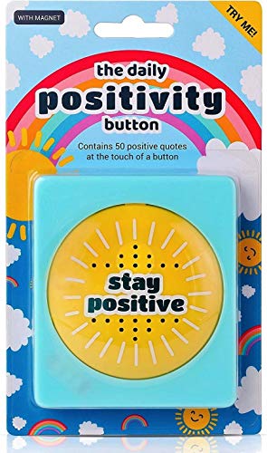 Daily Positivity Talking Button - Says 50 Positive Quotes and Affirmations - Stick On Fridge or Desk - Funny Inspirational Gifts for Men and Women - Novelty Motivational Happy Office Gadgets Toy from The Monocle Breakers
