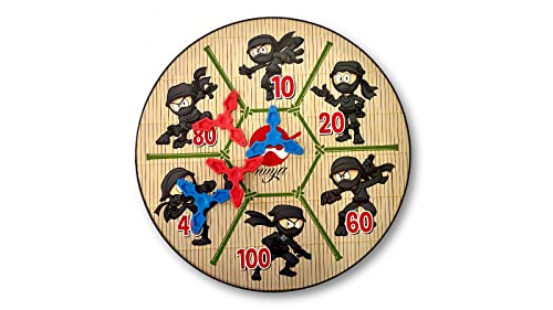Master Novelty Toys Magnetic Ninja Dartboard Game for Kids-Includes 1 Target Board and 4 Magnetic Ninja Stars-Family Game Night- Suitable for Indoor and Outdoor Use by Master Novelty Toys