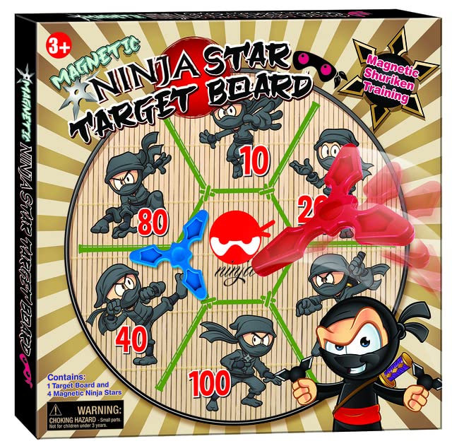 Master Novelty Toys Magnetic Ninja Dartboard Game for Kids-Includes 1 Target Board and 4 Magnetic Ninja Stars-Family Game Night- Suitable for Indoor and Outdoor Use by Master Novelty Toys